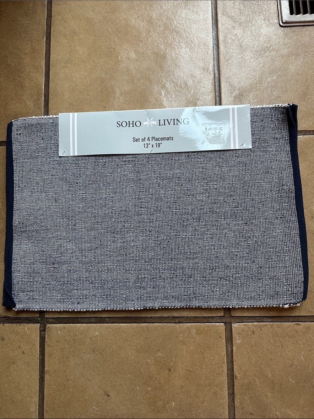 NWT Soho Living Navy & White Woven Placemats - Set of 8